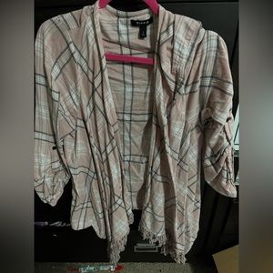 Flannel drape fringe hem